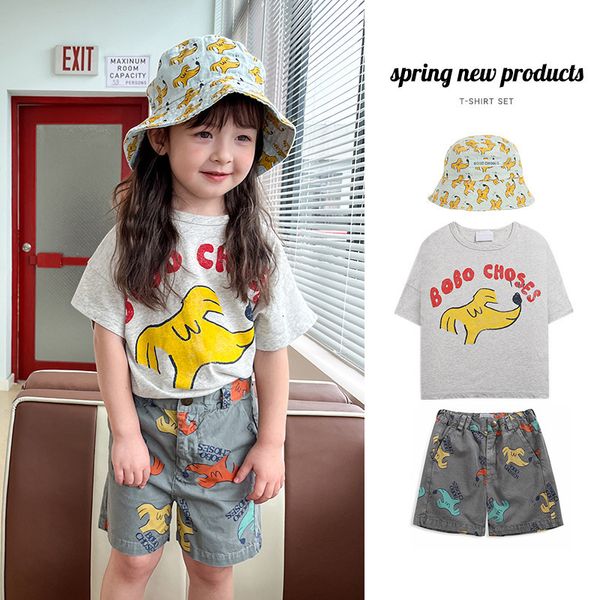 Ensembles de vêtements été BOBO Style coréen filles mignon Ins Street Shoot bombe dessin animé manches Shorts ensemble enfants t-shirt 230630