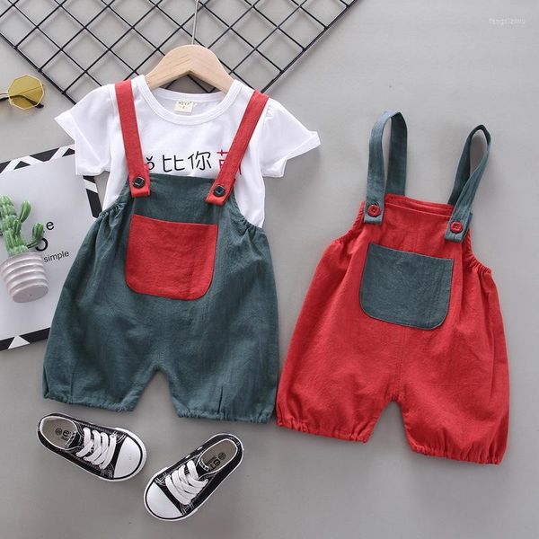 Ensembles de vêtements été né bébé vêtements pour garçons filles tenues T-shirts à manches courtes salopette ample costume mince Cool infantile ensemble