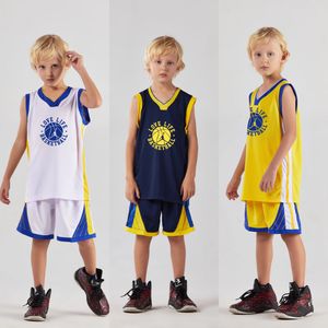 Kleding Sets Zomer Jongens Meisjes Basketbal Kleding Set DIY Uniform Kids Vest Shorts 2 stks Custom Jongen Mouwloze Kleding pak 230620