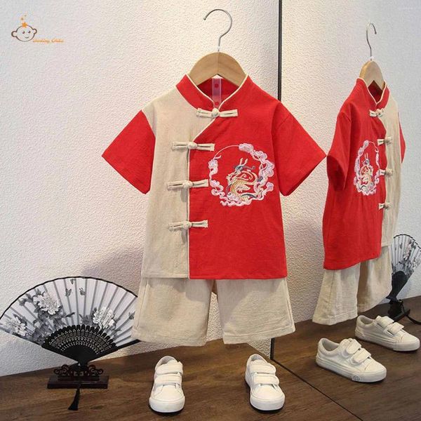 Sets de ropa Summer Boys Hanfu Children Tang Tang Sabistería Confort Cofeton