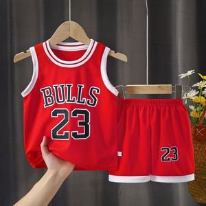 Ensembles de vêtements été garçons sport mode décontractée à la mode deux pièces tenues enfants giletshorts basketablle vêtements sans manches 230607