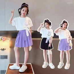 Ensembles de vêtements Summer Casual Baby Girl Vêtements 2pcs Set Set à manches courtes T-shirt T-shirt pour les tenues 5 7 9 11 13 ans