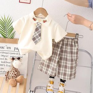 Kledingsets zomer kinderen baby meisjes jongens schoolkleding baby shirt plaid korte broek rok 2 stks/set katoenen peuter kostuum 0-6 jaar