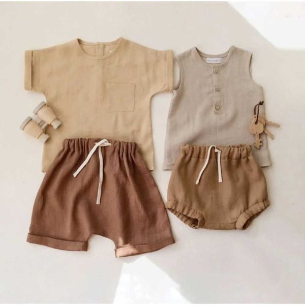 Ensembles de vêtements Summer Children Boy Shorts Shorts Short Shirt à manches à manches courtes et demi-pantalons harem pour enfants