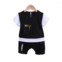 Kleding sets zomer kinderen meisjes mode baby jongens katoenen t -shirt shorts 2pcs/sets ki baby kleren peuter casual sportkleding