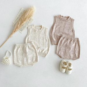 Ensembles de vêtements d'été enfants tricotés creux ours ours de gilet