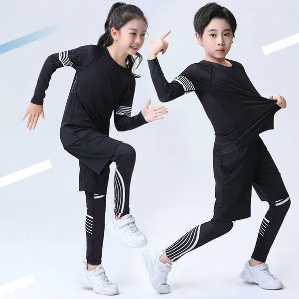 Vêtements Ensembles d'été Enfants séchés rapides de basket-ball Boys filles de sportswear fonctionnant à manches courtes en deux pièces Streetwear féminin