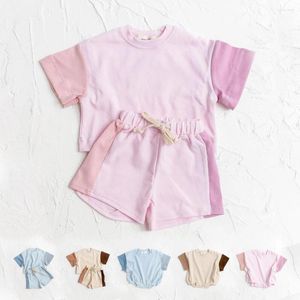 Clothing Sets Summer Children's Clothes Baby Boy T-Shirt Pant 2Pcs Kids Solid Short Sleeve Elastic Waist Suit Toddle Girl Outfit