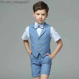 Conjuntos de ropa Conjunto de cuadros formales para niños de verano Fiesta de bodas para niños Vestido de rendimiento de piano Ropa para niños Pantalones sin mangas Conjunto de ropa Z230717