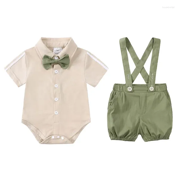 Ensembles de vêtements Vêtements d'été pour garçons Coton Coton à manches courtes Bordeaux de roberie 2pcs England Style Baby tenue Ensemble 3-24 mois