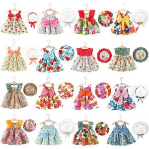 Sets de ropa Summer Cotton Baby Girl Style Bohemian Floral Vestido para bebés Floral+Socina de ropa de sombrero adecuada para recién nacidos y niños pequeños Garden Party Setl240513