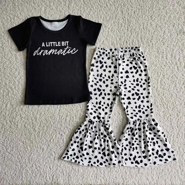 Conjuntos de ropa Fashion Fashion Baby Baby Letras negras Leopardo Pantalones de bengala Boutique para niños al por mayor