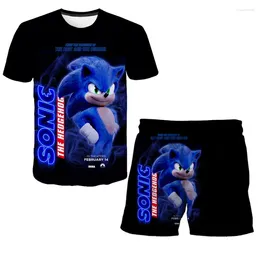 Conjuntos de ropa Moda de verano Super Sonic T Shirt Traje 2024 Kid Boys Girls Tamaño 4-14T Niños Pantalones cortos de impresión 3D sueltos