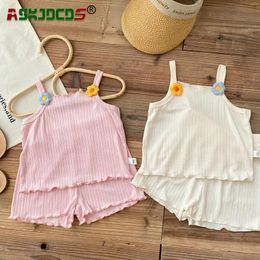 Kledingsets zomer bloemen tanktop shorts set kinderen baby kinderen meisjes 0-6 jaar - het perfecte mode -statement voor je kleine prinses!