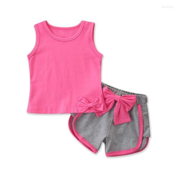 Ensembles de vêtements été fille ensemble coton sans manches gilet Shorts costumes de sport décontractés pour enfants mode filles