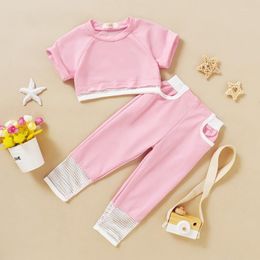 Kledingsets Zomermeisjes Kleding Outfits Kinderen voor 2 pc's Mesh Tops Sweatshirt Sportbroek 1-6 leeftijden Toddler Girl Set D301