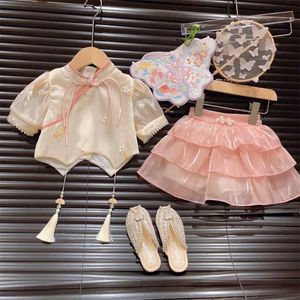 Kledingsets Zomermeisjes Prinseskleding Sets Shirt Shirt Shirt+Rok Fashion Fashion Party Children Clothing Suits Peuter Girl Outfits
