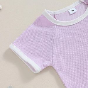 Conjuntos de ropa Verano Infantil Niño Bebé Niño Niña Ropa Sólido Punto Manga corta Top Camiseta y pantalones cortos Traje