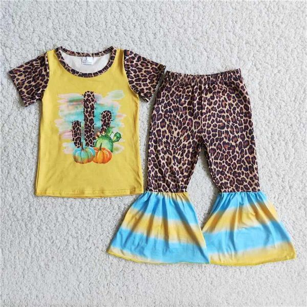 Ensembles de vêtements Été Enfants Fille Cactus Imprimer Léopard Flare Pantalon En Gros Design De Mode Boutique Tenue