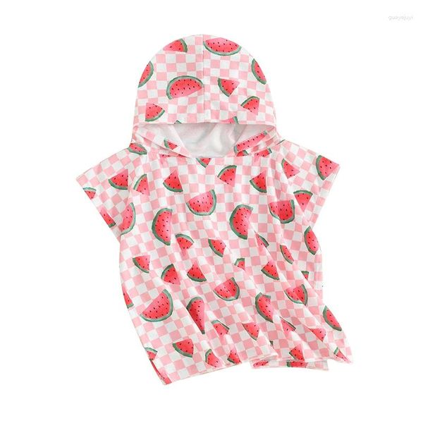 Vêtements Ensembles d'été enfants pour les filles pour les filles à capuche Bath Bath Beach Pares à pas de pastèque serviettes douces vêtements de capuche