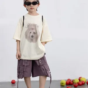 Ensembles de vêtements d'été coréen 2 à 8 ans bébé garçon 2pcs vêtements ensembles de lettre d'animal imprimé polyvalent t-shir