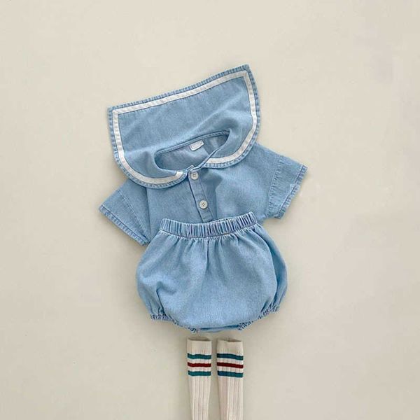 Sets de ropa Summer Nuevo bebé Baby Navy Collar Collar