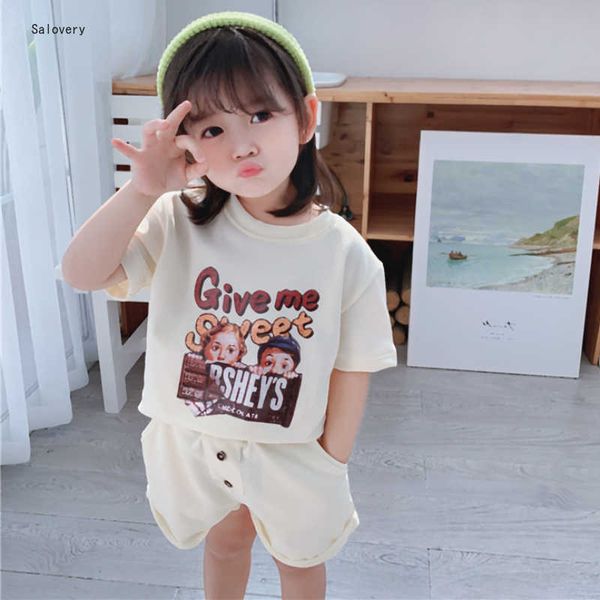 Conjuntos de ropa Verano Nuevos niños Niños y niñas Conjunto de ropa Algodón Impreso Moda Linda Camiseta de manga corta Pantalones cortos 2 piezas Traje Ropa para niños pequeños W230210