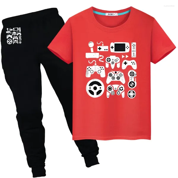 Ensembles de vêtements Summer Sports Gamepad Printing Cotton Kawaii T-shirts Tops Pant mignon tshirts y2k Child Day Gift Boy Girls Vêtements