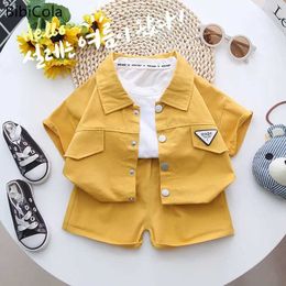 Ensembles de vêtements été enfant en bas âge bébé garçons filles à manches courtes solide veste ensemble de vêtements fille shorts décontractés 2 pièces costume mignon enfants tenues Y23