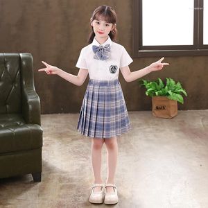 Ensembles de vêtements Summer White School Girl Uniforme Coréen Preppy Style Jupe plissée JK Set Jupes pour adolescentes Costume d'écolière courte