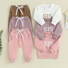 Sets Clothing Sunsiom Baby Girl Outfits Nittler Lettler Manga larga Swein Sweet Sweet Sweet Sweets and Solid Color Pants Born Fall 2 Piece Set