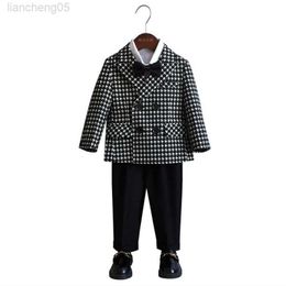 Kledingsets slikken gird formeel pak blazer set voor jongen elegant kind trouwpak 2022 westerse stijl ceremonie babyjongens feit komen xf006 w0222