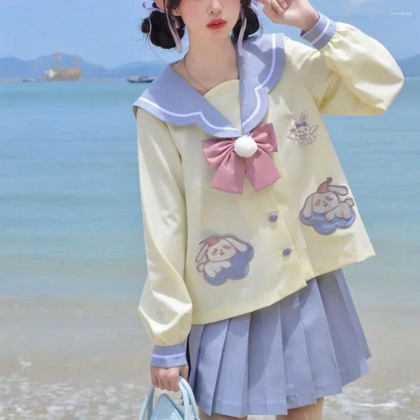 Ensembles de vêtements doux mignon jk uniforme printemps été long / courte manche de marin personnage anime personnage cosplay costume plipe de jupe