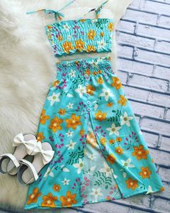 Kleidungssets Sweety Kinder Mädchen Rock Set Spaghettiträger Camisole mit elastischer Taille Sommer Blumendruck Outfit