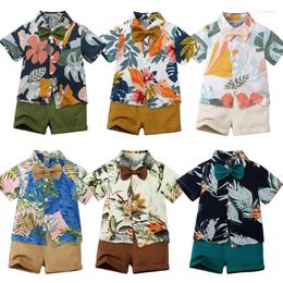 Ensembles de vêtements T-shirt pour un garçon enfants ensemble court coton infantile vêtements d'été costume de 2 à 4 ans enfants pantalons mâle bébé deux pièces