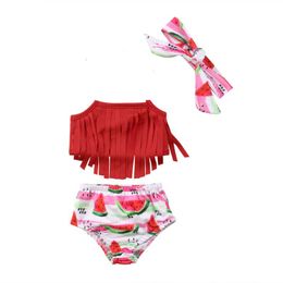 Kledingsets Tassel Toddler Kids Baby Girl Watermelon Bikini Set Fruit Swimwear Bathing Suit SwimsuitClothing
