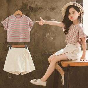 Vêtements Sets Teen Girls Fashion Summer Style coréen Top et short Little Princess Suit 4 5 6 7 8 9 10 11 12 ans Vêtements pour enfants