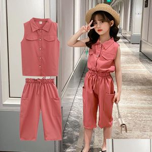 Ensembles de vêtements Teen Girls Vest Vêtements courts pour l'été Survêtement Girl Casual Style Childrens 8 10 12 14 230523 Drop Delivery Baby Ki Dhozc