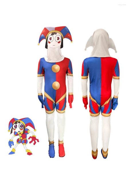 Vêtements Ensemble The Amazing Digital Circus Clown Costumes Masks Full Set Cartoon Pomni Cosplay Kids Jumpsuit Girls Christmas Party Bodys