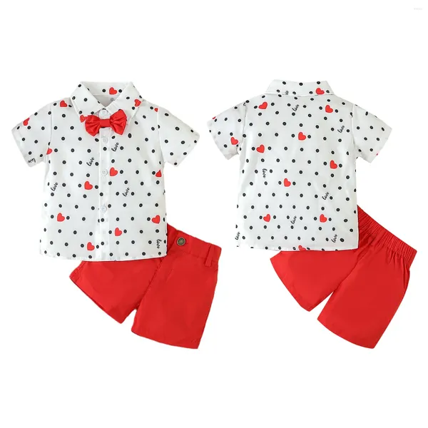 Ensembles de vêtements Tiaobug Enfant Bébé Garçons Tenue À Manches Courtes Bowtie Chemise Hauts Et Shorts Gentleman Ensemble Pour La Fête D'anniversaire Po