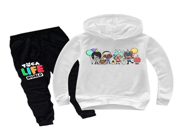 Conjuntos de ropa Toca Life World Niños Conjuntos de ropa para niños Juego Toca Boca Life World Manga larga OCuello Harajuku Sudaderas con capucha Tops Pantalones chi5364766