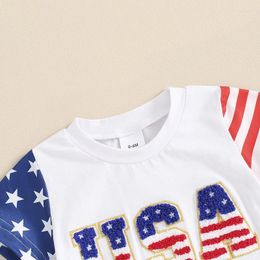Sets de ropa para niños pequeños Baby Boy 4 de julio Camiseta de manga corta y América Pantalones cortos Set de la independencia Día de la independencia