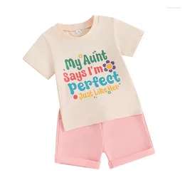 Kledingsets Peuter Babyjongenskleding Mijn Tante Is Dat wil zeggen T-shirt met korte mouwen en korte broek 2-delige zomeroutfitset