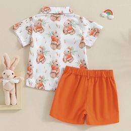 Ensembles de vêtements pour bébés garçons, tenue de pâques, manches courtes, chemise boutonnée, short, costume 2 pièces, été pour hommes