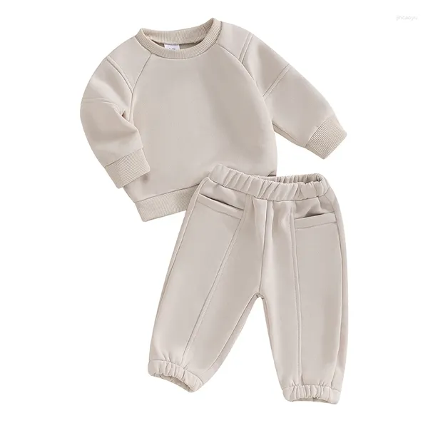 Conjuntos de ropa para niños pequeños, ropa de otoño, sudadera de manga larga de Color sólido, conjunto de pantalones, trajes de invierno para bebés recién nacidos