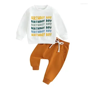 Kledingsets Peuter Baby Boy eerste verjaardag outfit Letter Print Sweatshirt met lange mouwen en massieve broek set herfst winterkleding