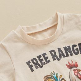 Kledingsets Peuter Baby Boy Girl Farm Chicken Outfit Kort mouw Rooster Free Range T -shirt Shorts 2pcs Zomerkleding Set