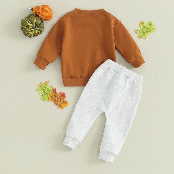 Juegos de ropa para niños pequeños Boy Boy Girl Halloween 2 PCS Trajeros Letra impresa de manga larga Tops Tops pantalones