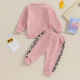 Sets de ropa para niños pequeños Baby Boy Girl Outfits Mamas Mini Funny Letter Sweinshirt Manga de manga larga Topas Jogger Two Piece