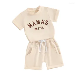 Kledingsets Peuter Baby Jongen Meisje Zomerkleding Korte mouw Mama S Mini T-shirt Tops Effen Kleur Shorts Set Baby Casual outfits 2 stuks